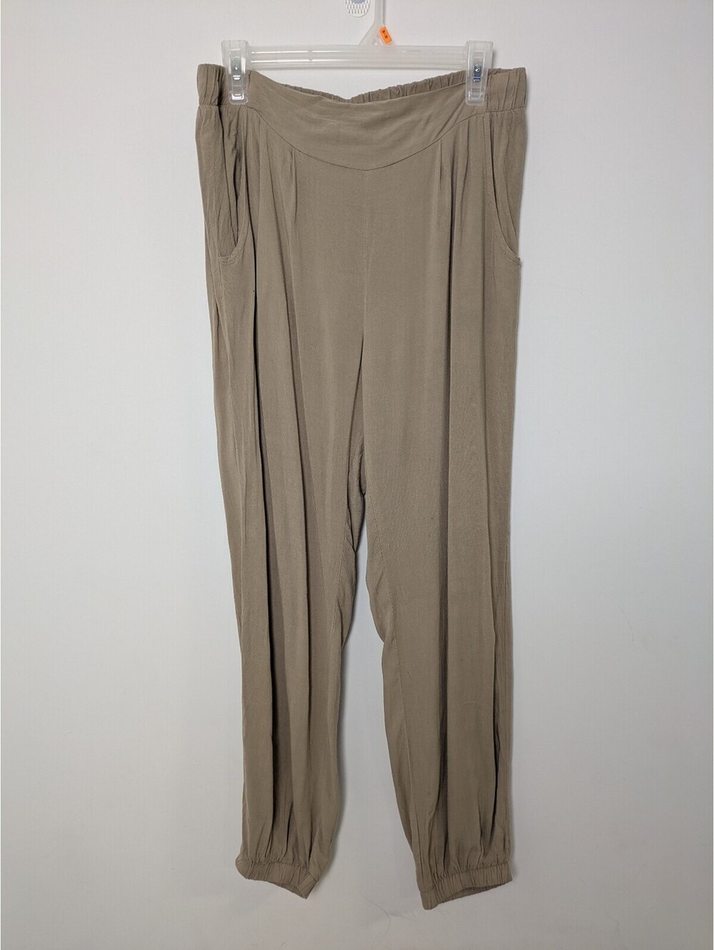 Majora Beige Tan High Waisted Elastic Ankle Jogger Harem Pants – Size XL